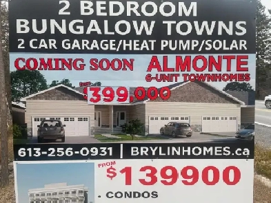 Almonte new bungalow townhomes 2 car garage $399. Image# 1