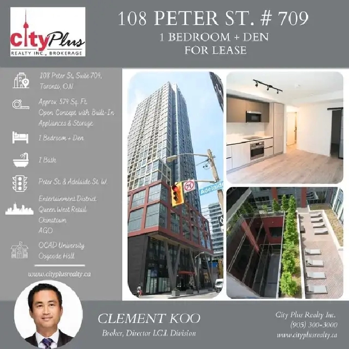 1 Bedroom Den For Lease at Peter & Adelaide Condos in City of Toronto,ON - Apartments & Condos for Rent
