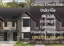 Oakville Caivan Creekside Townhouse 3b3.5b,2707 SQFTOakville Cai Image# 1