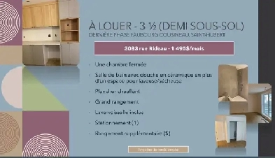 aint-Hubert – Faubourg Cousineau – 3-1/2 à louer NEUF Image# 1