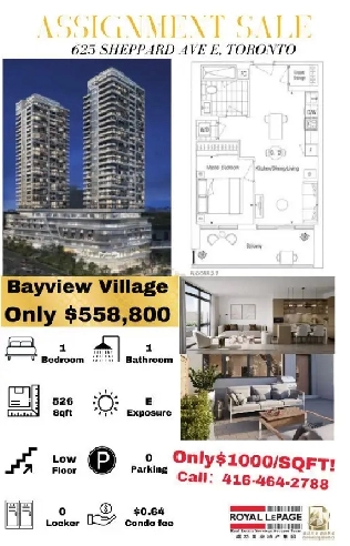 NorthYork,Bayview Village Condo for Just $558,800! $1000/sqft