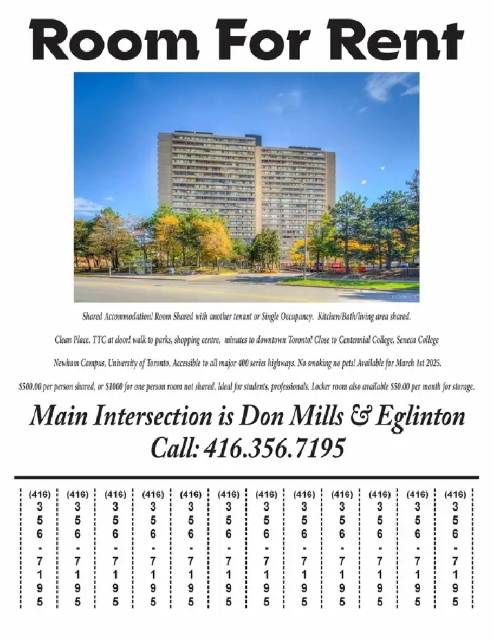 Furnished Room @ Don Mills Eglinton. Amazing Location! in City of Toronto,ON - Room Rentals & Roommates