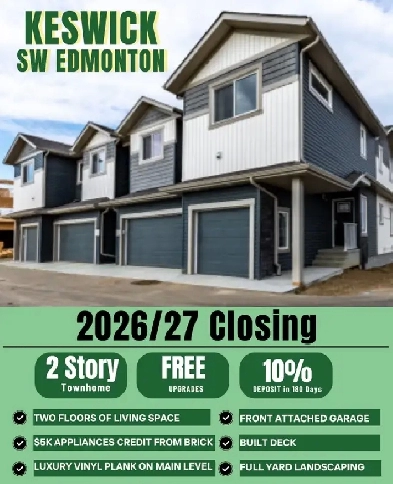 MOST AFFORDABLE TOWNS IN KESWICK, SW EDMONTON Image# 1
