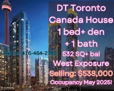 $538K! DT Toronto Canada House 1bed den 1bath 532sqf bal Image# 1