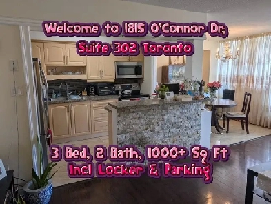 Spacious 3 Bed, 2 Bath Toronto Condo - Parking, Locker & Laundry Image# 1