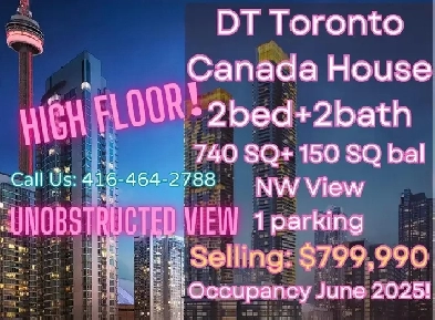 DT Toronto Canada House 2b2b HIGHFLOOR $799,990 with parking Image# 1