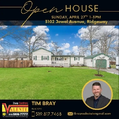OPEN HOUSE, 3102 Jewel Ave, Ridgeway ON, SUN 1-3 Image# 1