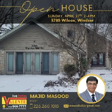 OPEN HOUSE, 3785 Wilcox, Windsor ON, SUN 2-4 Image# 1