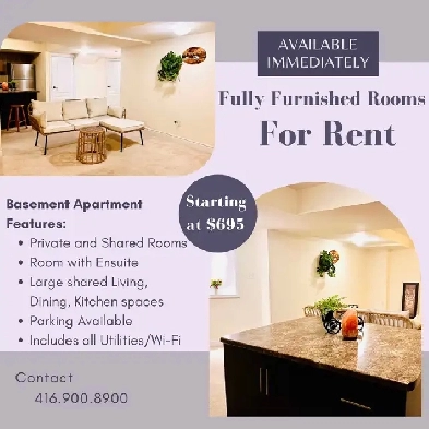 Private & Furnished Room for Rent in Spacious Basement Apartment Image# 1