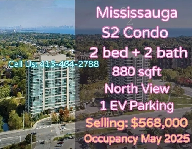Mississauga S2 Condo 2bed 2bath $568k with EV Parking! Image# 1