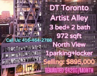 ‼ Artist Alley 3-Bedroom Condo in Downtown Toronto | $895,000 Image# 1