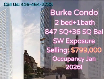 Downtown Toronto Burke Condo 2bed1bath $799K! Image# 1