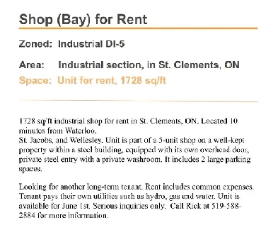 Shop bay available for Rent Image# 2