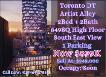 Artist Alley – Spacious 2-bed unit 850sqft &Parking Spot! Image# 1