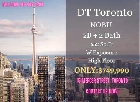 DT Toronto NOBU Condo | 2 Bed   2 Bath (652sqft) only $749,990! Image# 2