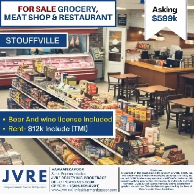 FOR SALE: GROCERY, MEAT SHOP & RESTAURANT