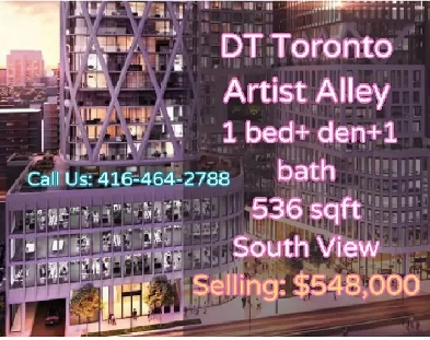 DT Toronto Artist Alley1 bed den 1 bath ONLY $548K! HIGH FLOOR! Image# 1