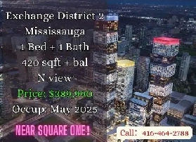 Exchange District 2 Mississauga | 1 Bed | $389,990 | May 2025 Image# 1