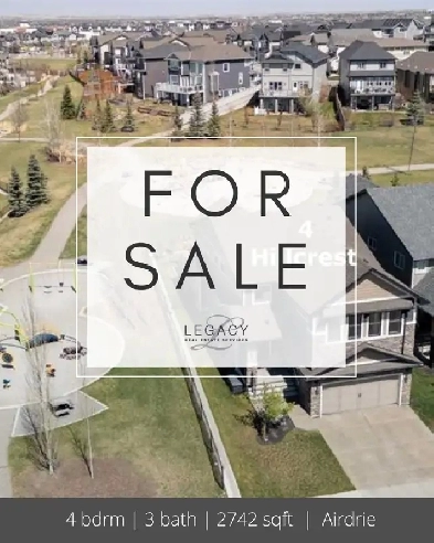 AIRDRIE, Alberta Custom 4 Bedrooms Up on Park, WALK to Schools Image# 1