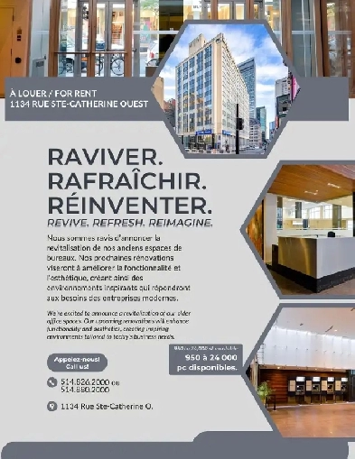 À LOUER-FOR RENT BUREAUX -1 1 34 RUE STE-CATHERINE O. Image# 3