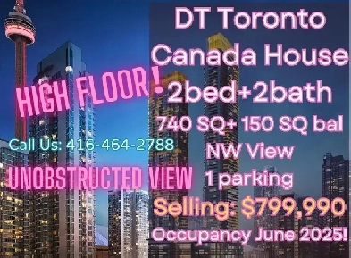 DT Toronto Canada House 2b2b HIGHFLOOR $799,990 with parking Image# 1