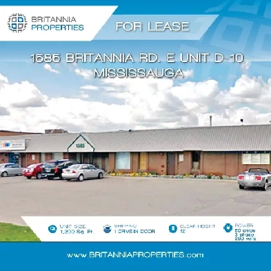 1,200 Sqft. Industrial Unit for Lease! In Mississauga Image# 1