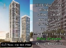 ORO Edge Tower Mississauga | 2 Bed 2 Bath | $599,990 | Dec 2025 Image# 2