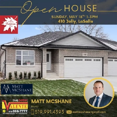 OPEN HOUSE SUNDAY MAY 18th 1-3pm 410 Jolly, LaSalle ON Image# 1