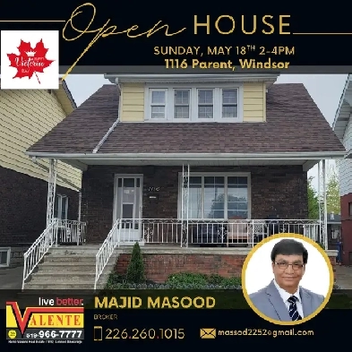 OPEN HOUSE SUNDAY MAY 18th 2-4pm 1116 Parent, Windsor ON Image# 1