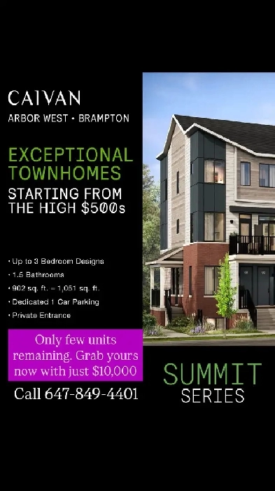 Brand new Townhomes for sale in Brampton Image# 3