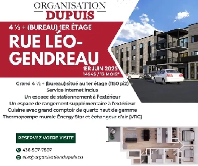 Grand 4 1/2   espace bureau NEUF disponible pour le 1er juin! Image# 4