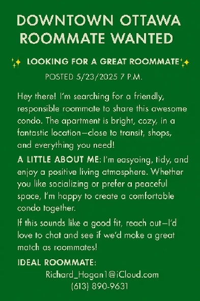 Seeking Great Male to Share 2-bedroom Downtown Ottawa Condo Image# 1