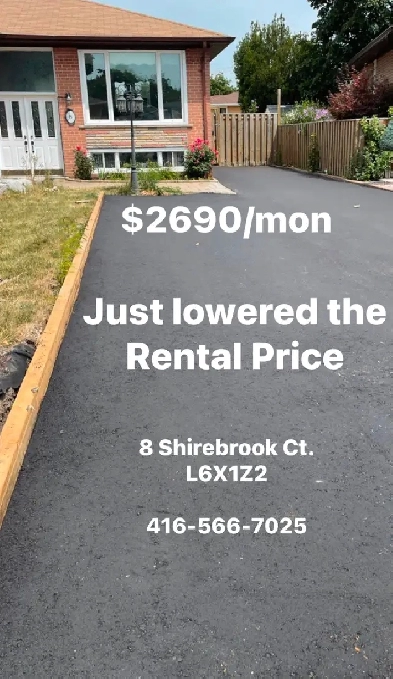 3 Bedroom house for rent in Brampton 