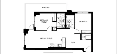 CORNER UNIT 2 Bedroom   Den & 2 Washroom Condo for Rent Markham Image# 8