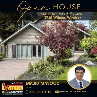OPEN HOUSE SATURDAY MAY 31st 2-4pm 3785 Wilcox, Windsor ON Image# 1