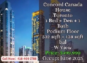 Concord Canada House | Podium Unit | 1 Bed   Den | $499,990! Image# 1