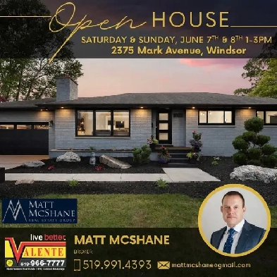 OPEN HOUSE SAT&SUN JUNE 7th&8th 1-3pm 2375 Mark Ave, Windsor ON Image# 1