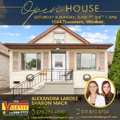 OPEN HOUSE SAT&SUN JUNE 7th&8th 1-3pm 1064 Tuscarora, Windsor ON Image# 1