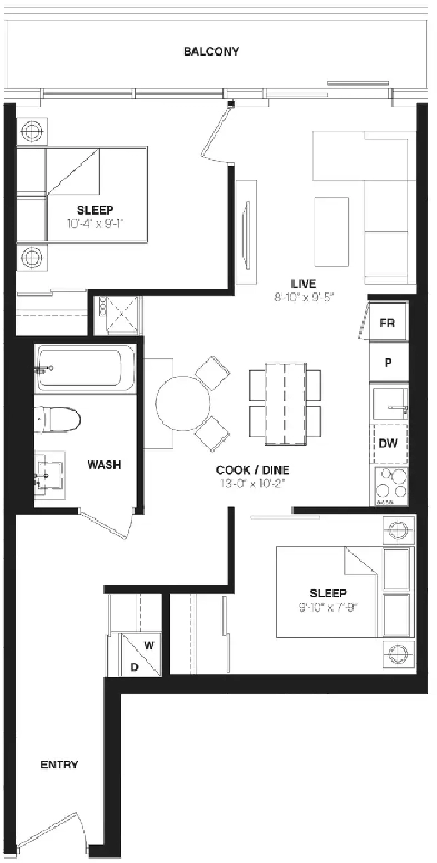 Beautiful 2 bed 1 bath Yonge & Eg Condo Image# 8