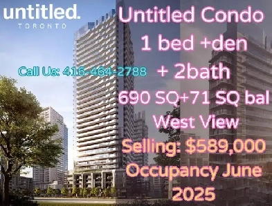 DT Toronto Untitled Condo 1bed den 2bath ONLY $589k ! Image# 1
