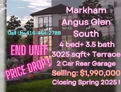 Markham Detached Angus Glen 4bed3.5bath $1.99M！with parking Image# 1