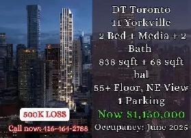 ️ 11 Yorkville | 2 Bed   Media | 55  Floor | Seller $500K LOSS Image# 1