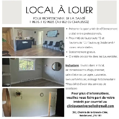 Local à louer pour professionnel de la santé ou autre Image# 2