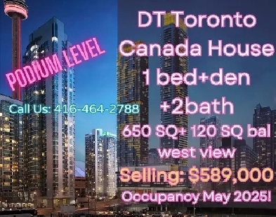 DT Canada House Podium Level 1bed den 2bath UNDER $590K! Image# 1