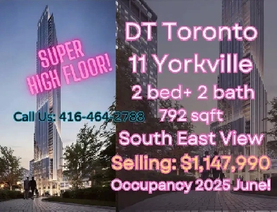 DT Toronto SUPER HIGH FLOOR 11 Yorkville 2bed 2bath $1,147,990! Image# 1