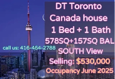 Canada House Assignment | DT Toronto,1 BED High Floor $530K Image# 1