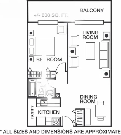 1 bed 1 bath apartment for Sublet Image# 1