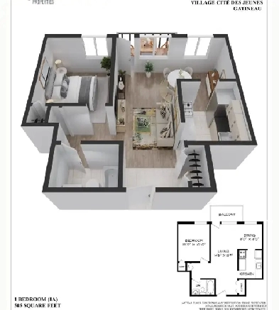 Spacious 3 1/2 appartement for rent in Gatineau Mont Bleu Image# 2
