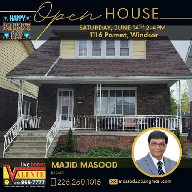 OPEN HOUSE SATURDAY JUNE 14th 2-4pm 1116 Parent Ave, Windsor ON Image# 1
