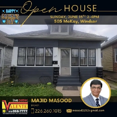 OPEN HOUSE SUNDAY JUNE 15th 2-4pm 5050 McKay, Windsor ON Image# 1